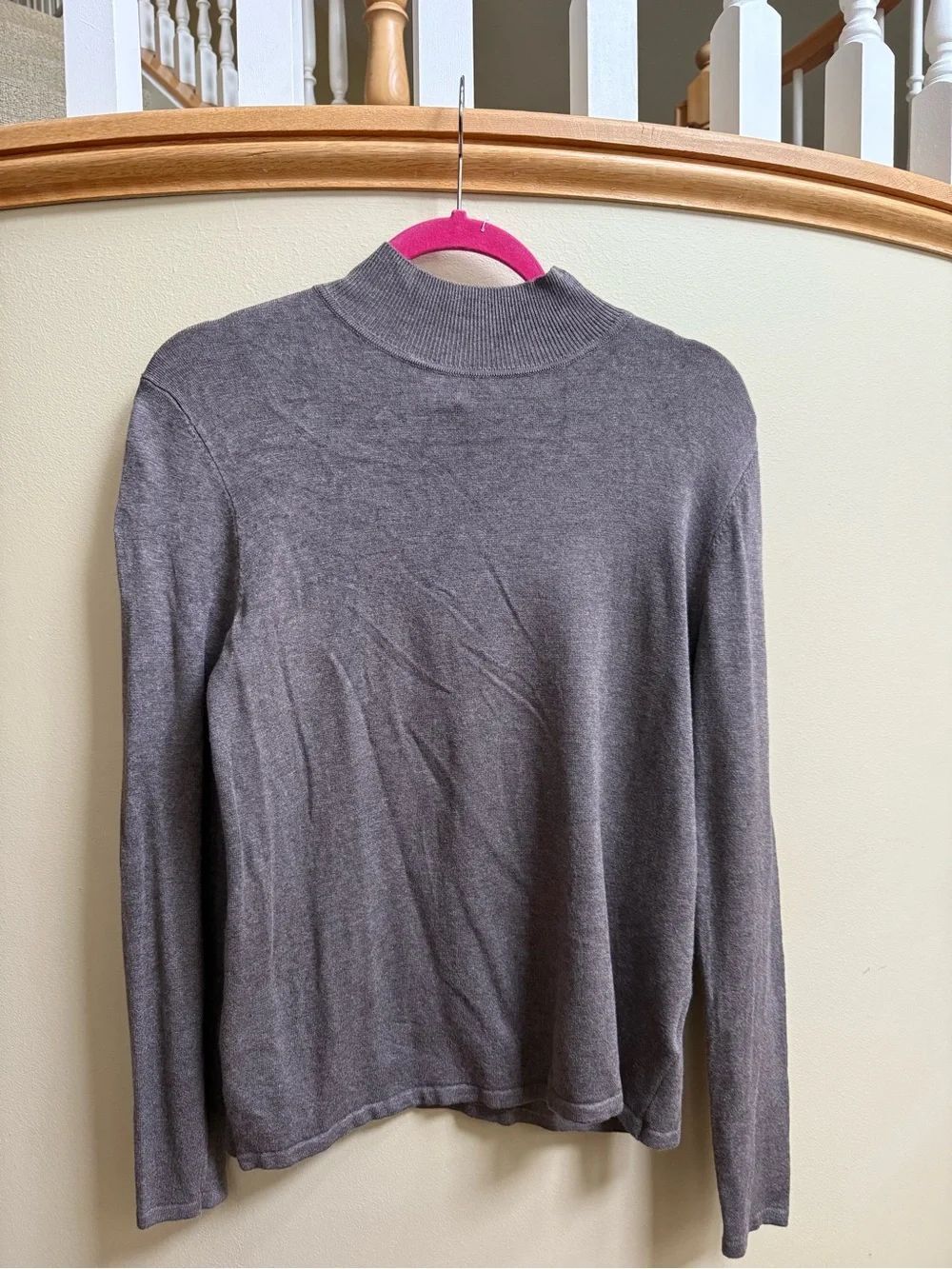 Philosophy Gray Ribbed Mock Neck Sweater